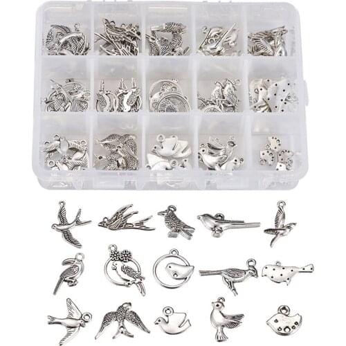 1 Boxed Mix Bird Plating Alloy Boxed Pendant DIY Silver Bird Series Pendant Jewelry Accessories For Clothing Jewelry Accessories