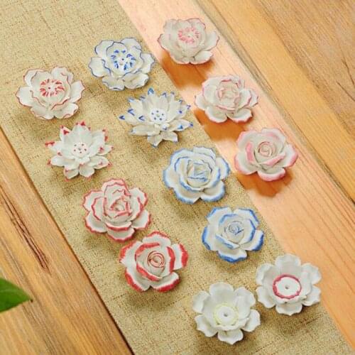 Mini Porcelain Handmade Lotus Incense Holder Aroma Burner Home Buddha Crafts Decoration Incense Burner Use In Home Teahouse