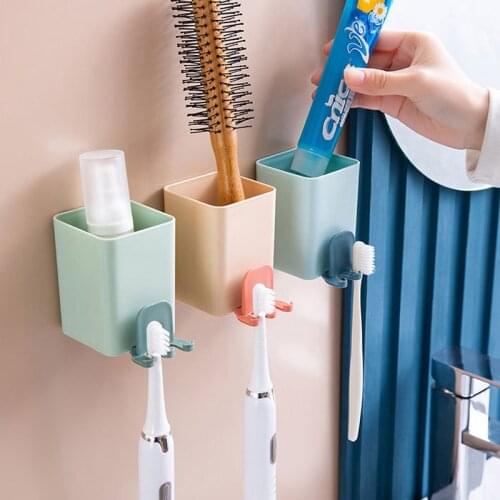 Multifunction Wall Mounted Toothbrush Holder Toothpaste Storage Rack Shaver Tooth Brush Dispenser Bathroom Organizer