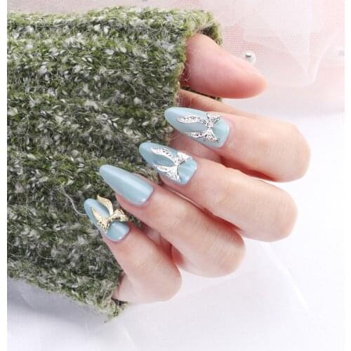 10Pcs Bow Knot Nail Art Sticker Nail Parts Korea Self Adhesive Applique Metal Manicure Decoration Golden Silver Accessories