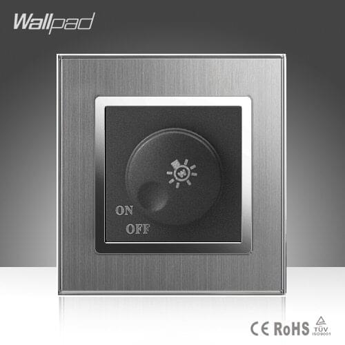 Dimmer Switch Wallpad Luxury 110-250V Brushed Metal UK EU Standard 1-500W Rotray Dimer Dim Lamp Lightness Control Wall Switch
