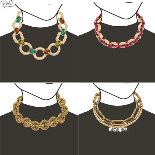 New Design Necklace 2020 Resin And Metal Short Chain Necklace With Acrylic Pearls/ Epoxy Stones High Fashion Jewelry For Woman