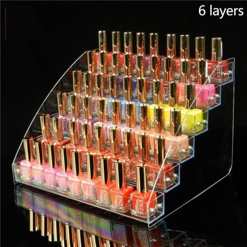 Acrylic Nail Polish Display Organizer 2/3/4/5/6/7 Layers Clear Cosmetic Display Rack Holder Jewelry Display Stand Storage Box