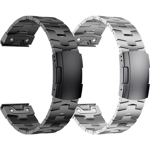 QuickFit 22mm 26mm Watch bands For Garmin Fenix 5 5X Plus Titanium +Metal Stainless steel clasp Strap EasyFit Watchband Bracelet