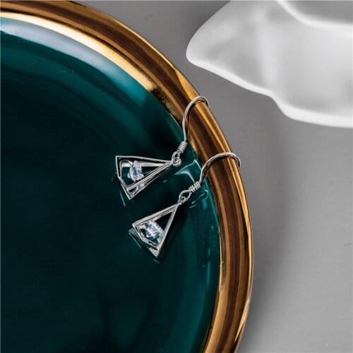 SODROV Sterling Silver 925 Diamond Triangle Tower Earrings Drop Earrings for Women Silver 925 Jewelry Womens Earrings