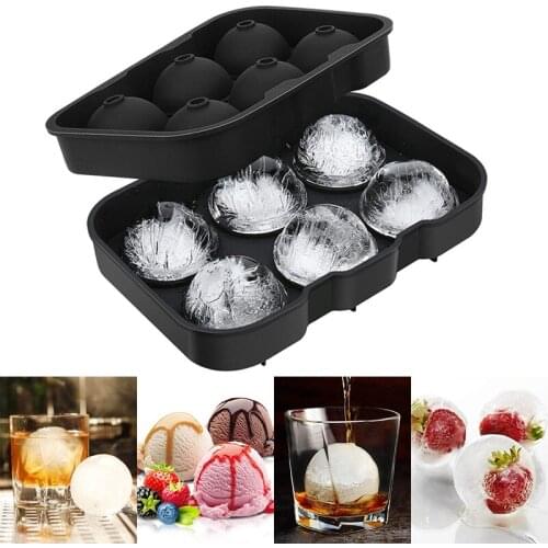 Silicone Ice Cube Maker 6 Cell Round Ice Cube Tray Form for Whiskey Cocktail Ice Ball Flexible Mold Tray Bar Accessories