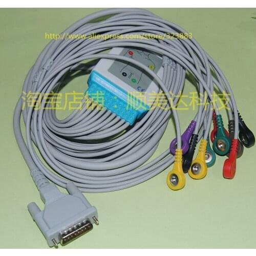 Compatible Schiller EKG cable with 10 leadwires , ECG patient cable Snap
