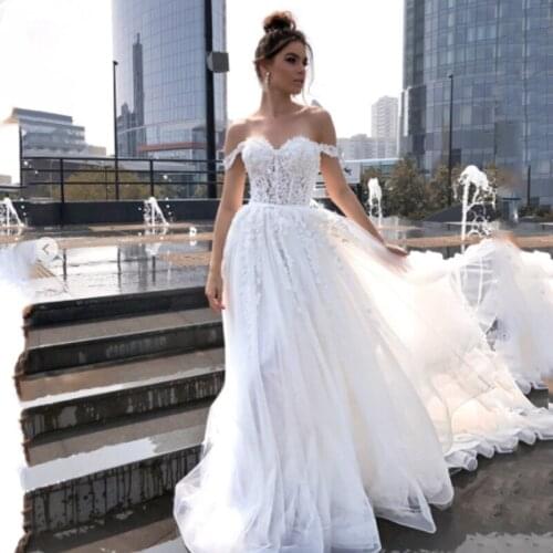 Eightree Vintage Wedding Dress 2021 off Shoulder A Line Boho Wedding Gowns Vestidos de Noivas Custom Made Bridal Dresses Women