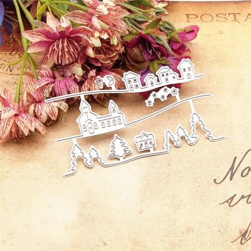 11*7CM Cutting dies die Winter town metal printing craft paper relief DIY embossed Easter New Year Valentines Day