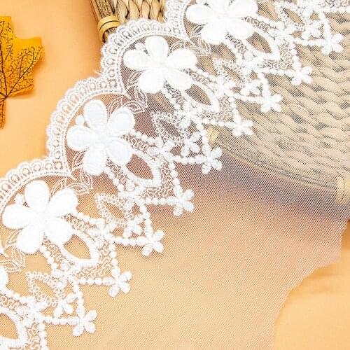 High Quality Off-White Vintage Gauze Embroidery Lace Trim Lace Fabric DIY Handmade Material Width 15cm 3Yds/lot