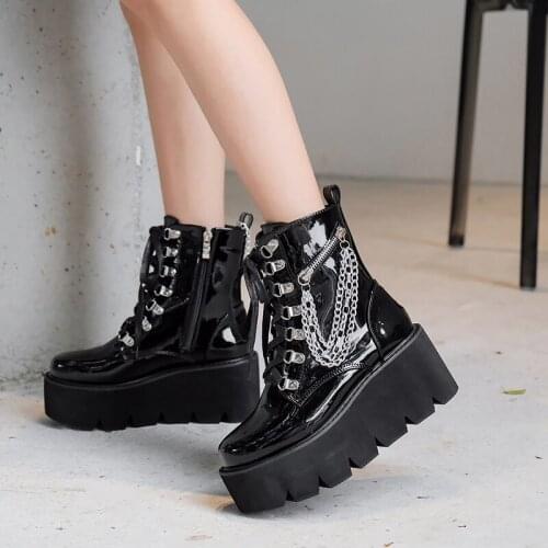 Demonia women boots lace up platform boots High Heel ankle Boots for women shoes winter autumn motorcycle boots black booties
