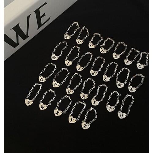 Morivovog 925 Sterling Silver 26 Alphabet Heart Finger Rings Ladies Elegant Chain Small Letter Rings Girls Fashionable Jewelry