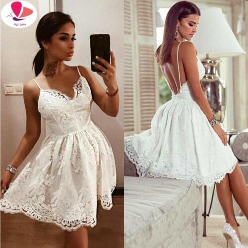 2021 Women Spring Summer Casual High Waist Backless Prom Evening Party Club Wear Lace Short Mini Dress Vestidos De Festa