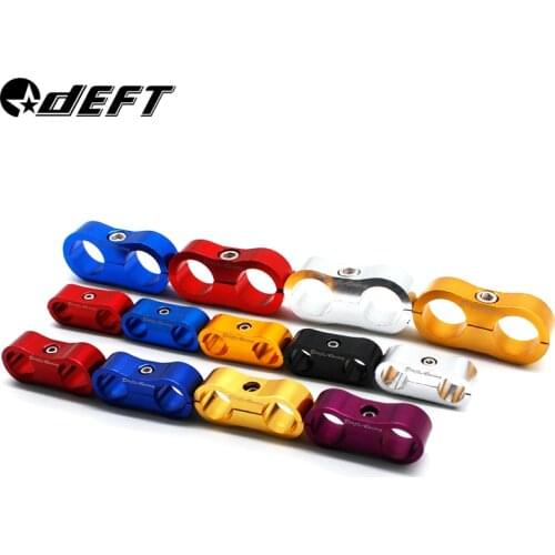 DEFT 1Pc Aluminum Stepped Billet Dual AN12 22MM /AN10 19MM /AN8 16MM /AN6 13MM Braided Hose Separator Clamp Cable Fastener