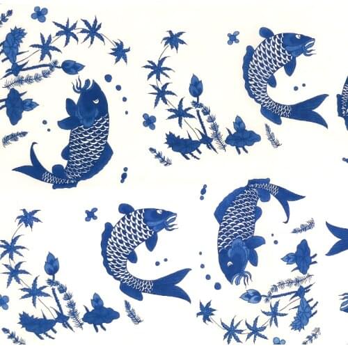 16PCS Pottery Ceramics Clay Transfer Paper Glaze Underglaze Flower Paper Jingdezhen Blue and White Porcelain Decal Paper 54x37cm