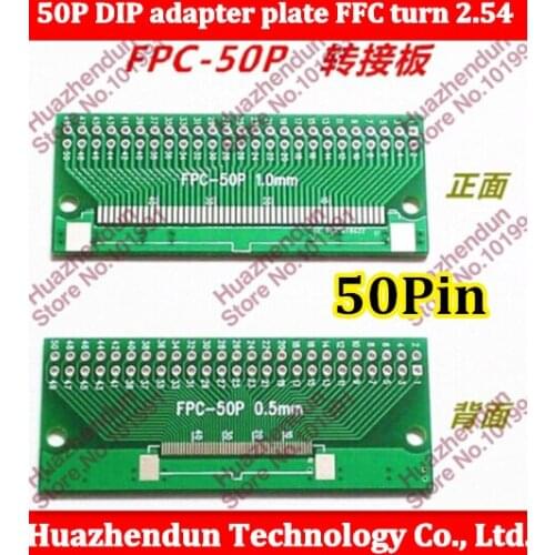 20pcs 65*26 mm FPC 50P DIP adapter plate FFC turn 2.54 TFT LCD seat 1mm 0.5mm pitch double-sided
