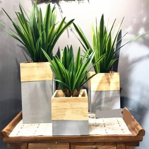 42cm5 Leaf Artificial Orchid Grass Plants Tropical Indoor And Outdoor Green Potted Flower Arrangement Material Hotel Office Deco