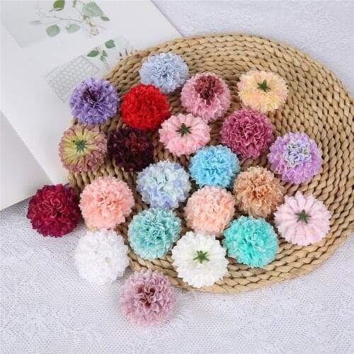 5pcs/lot Artificial high quality Carnation PomPom Flowers Head For Hair bands Decoration DIY shoes clothes hat Supplies Flower
