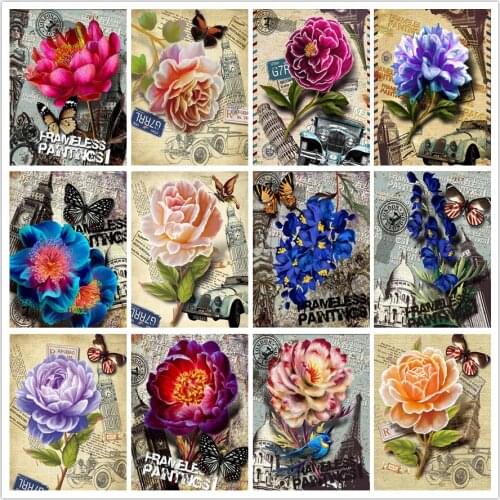 5D DIY Square/Round Diamond Painting New Flower Rose Diamond Embroidered Peony Cross Stitch Full Mosaic Home Decoration