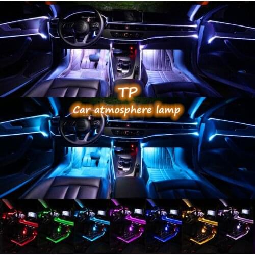 Car Atmosphere Lights EL Neon Wire Strip Light RGB Multiple Modes App Sound Control Auto Interior Decorative Ambient Neon Lamp