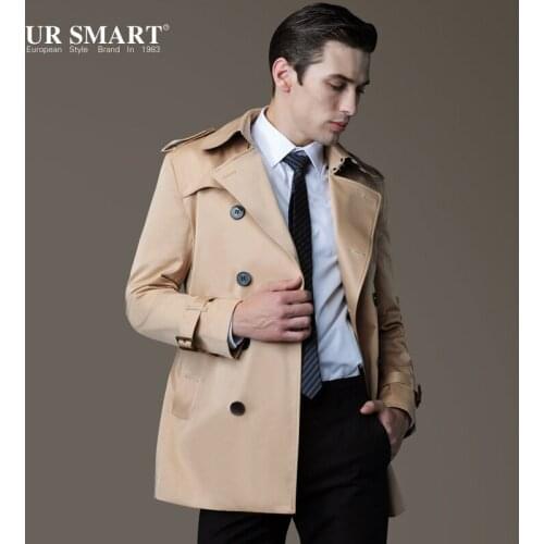 Free Shipping Plus Size !! Mens Fashion Brand Casual Slim Trench Medium-long Trench Coat Clothing / S-3xl