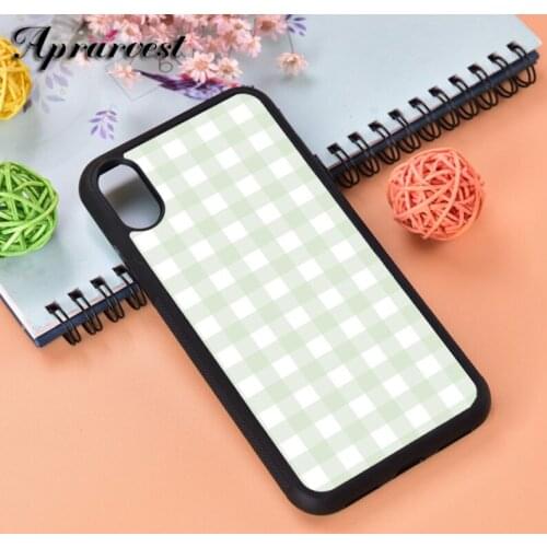 Aprarvest Silicone Rubber Phone Case Cover For iPhone 6 6S 7 8 PLUS X XS XR 11 12 MINI PRO MAX Sage Gingham