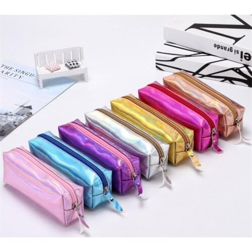 Iridescent Laser Pencil Case Quality PU School Supplies Bts Stationery Gift Pencilcase School Cute Pencil Bts School Tools