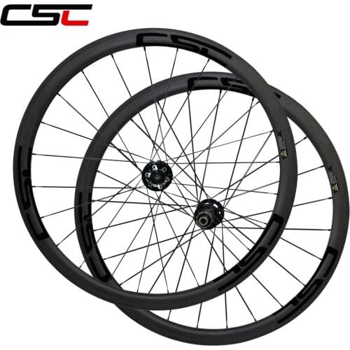 CSC 700C full carbon cyclocross wheels deep 38mm width 23 tubular 6 Bolt Disc Brake bicycle wheelset (D791SB/D792SB hub) sapim