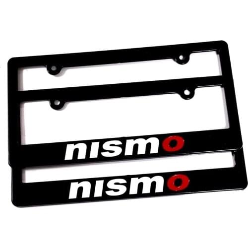 2pcs jdm NISMO RALLIART MUGEN SPOON USA Standard Black ABS Racing Car License Plate Frame Tag Cover Holder