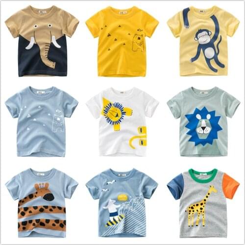 Kids Boys Clothes 1 to 9 Years 100% Cotton Animals Cartoon Short Sleeve T-Shirts Children Girls Tees Baby Summer Tops Clothing
