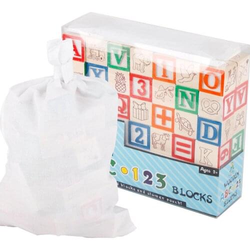 Baby Toys ABC/123 Wooden Cube Figure Blocks Educational Early Learning Toys 50pcs Alphabet Building Blocks Pouch Christmas Gift