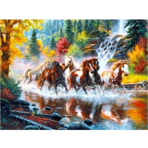 Diy running horse diamond mosaic embroidery animals painting by numbers rhinestone wall sticker daimond drawing art needlework
