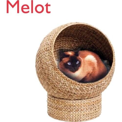 Handmade Woven Cat Nest Banana Leaf Winter Cat Bed Cat Climbing Frame Cat Room Cat House Pet Bed Four Seasons Universal