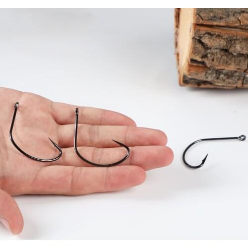 Free Fisher 100pcs High Carbon Steel 37753 Fishing Hooks Worm Wide Gap Nickle Black Fishhook 4/0# 5/0# 6/0#for Bass Trout