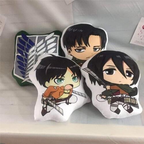 Attack on Titan Levi Ackerman Mikasa Eren Plush Pillow Toy Anime Stuffed Cushion Doll Gift 42cm