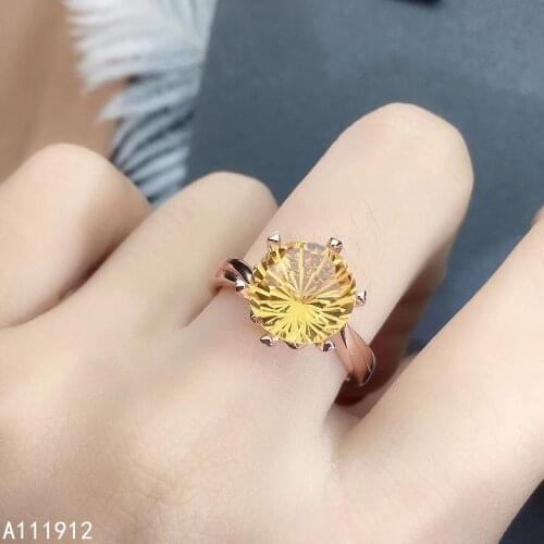 KJJEAXCMY fine jewelry Citrine 925 sterling silver new gemstone women ring adjustable popular