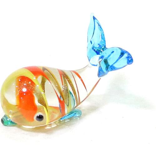 6pcs hot new hand blown glass whale small statues home aquarium decorative pendant floating glass fish animal figurines gift set