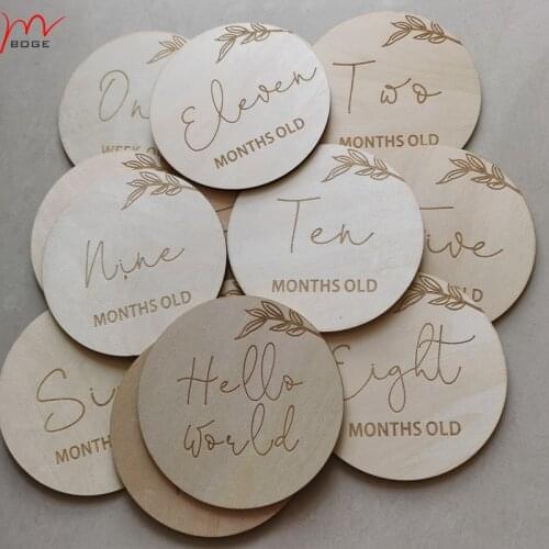 Set of 14pcs new flower milestone wood cards wooden monthly milestone