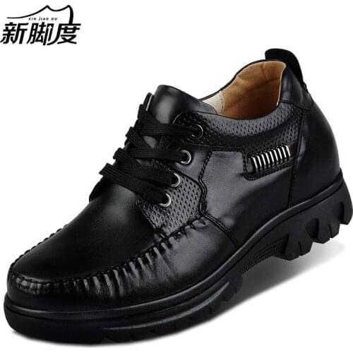 Brand New 100% Genuine Leather Elevator Shoes with Hidden Insole Inserts Taller 7 cm Height Increasing Business Shoes