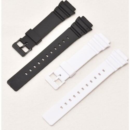New Durable 18mm Black White Silicone Rubber Watchband Replacement For Casio MRW-200H Watch Convex Resin Strap