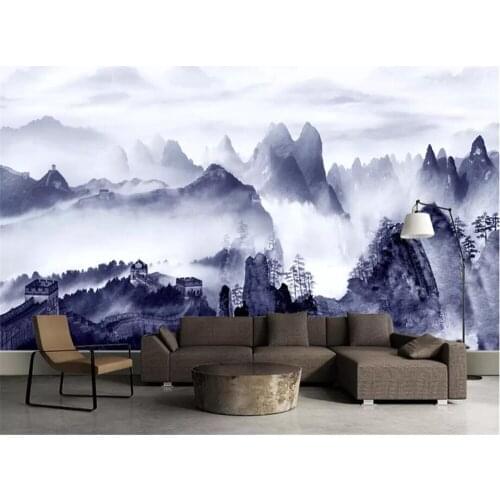 Beibehang Custom wallpaper 3D mural alpine clouds Wanli Great Wall continuous mountain peaks artistic ink landscape 3d wallpaper