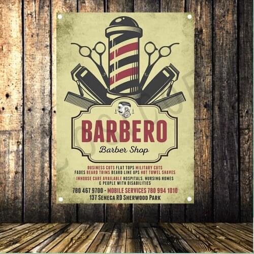 Shaving Tattoo Barber Shop Poster Banners Hanging Pictures Art Waterproof Cloth Music Festival Banquet Party Decor
