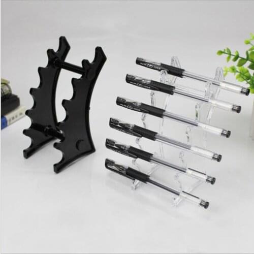 Plastic Detachable Trasparent,Black Pen Holder 6 Slot Cosmetic Brush Eyeshadow Display Stand Rack for Office Desktop Organizer