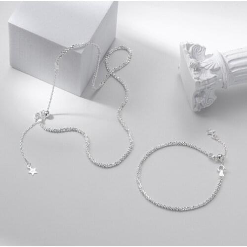 " Fake One Penalty Ten " 1.8MM/W S925 Sparkling Glitter Necklace Bracelets Jewelry Set