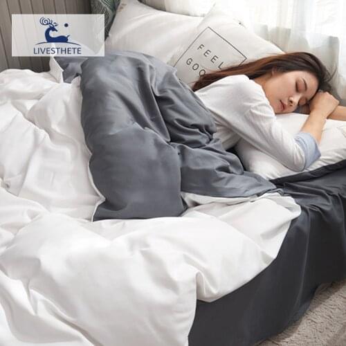 Liv-Esthete White Duvet Cover Gray Flat Sheet Fitted Sheet Bedding Set Double Classic Bedspread Bed Linen Set Bedclothes Simple