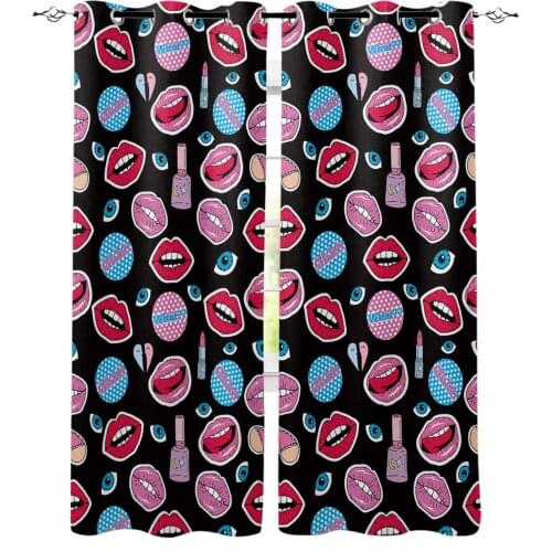 Sexy Red Lips Home Decor Window Curtains Bedroom Kitchen Curtain Panel Curtains for Living Room