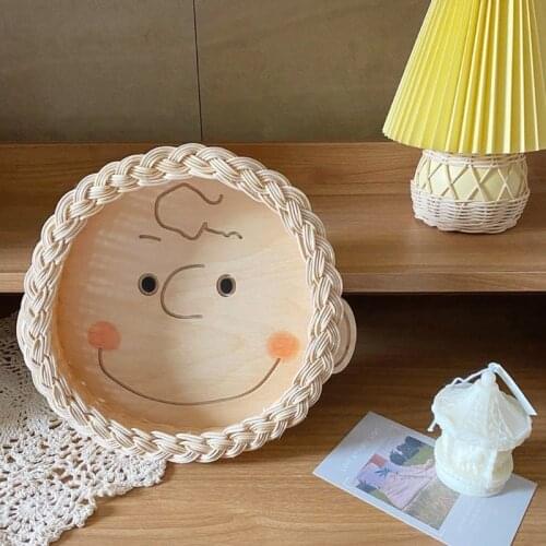 Creative Woven Picnic Baskets Plant Rattan Hand Woven Storage Basket Cabinet Organizer Baby Kids Child Candy Gadgets