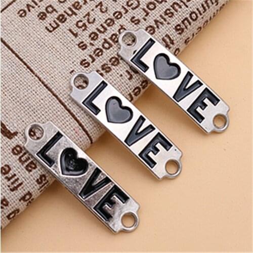 WKOUD 6pcs Silver Color Love Charm Alloy Connectors Bracelet Necklace DIY Metal Jewelry Display A1475