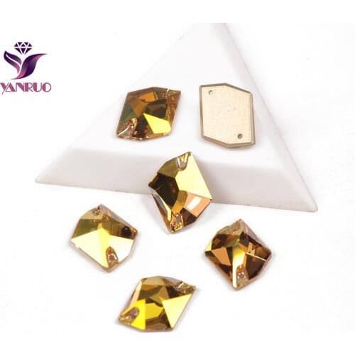 YANRUO 3265 Cosmic Sunshine Gold Glass Rhinestone Sew on Fabric Wedding Clothes DIY Art