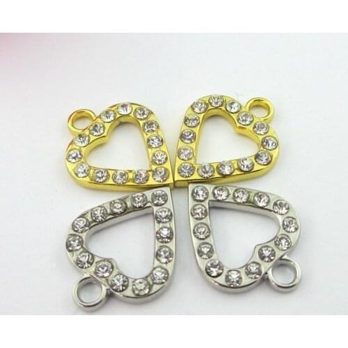 15pcs Rhinestone Zipper Pull silver/gold heart * Zip Puller*Zip Fastener*zip slider*zipper replacement free shipping customize